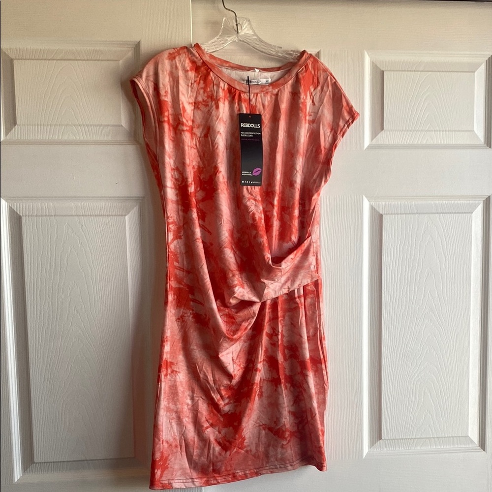 🧡NEW Rebdolls Orange Ruched Wrap Mini Dress for Work